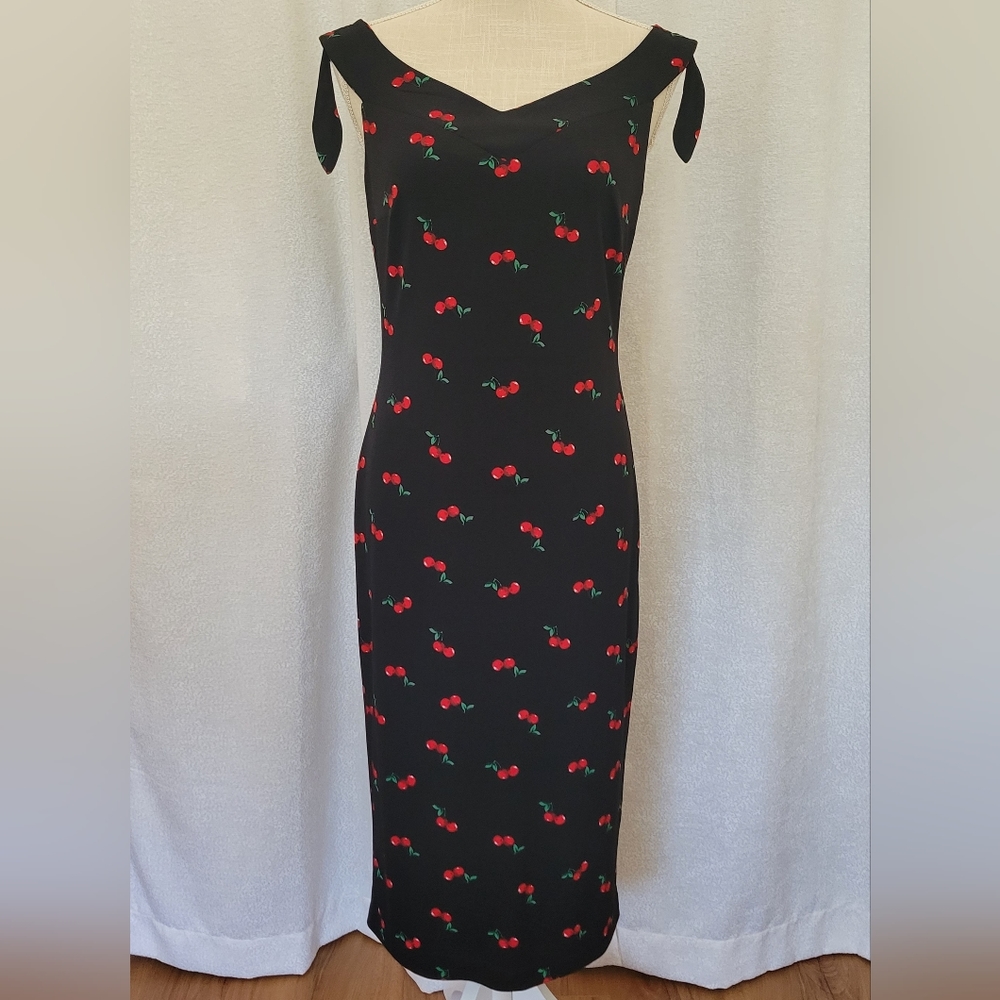 NY&Co Cherry Print Black Dress